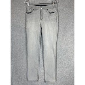 Chicos 0R  Pants Womens US 4R Gray Denim Elastic Waist High Waist Flat Front